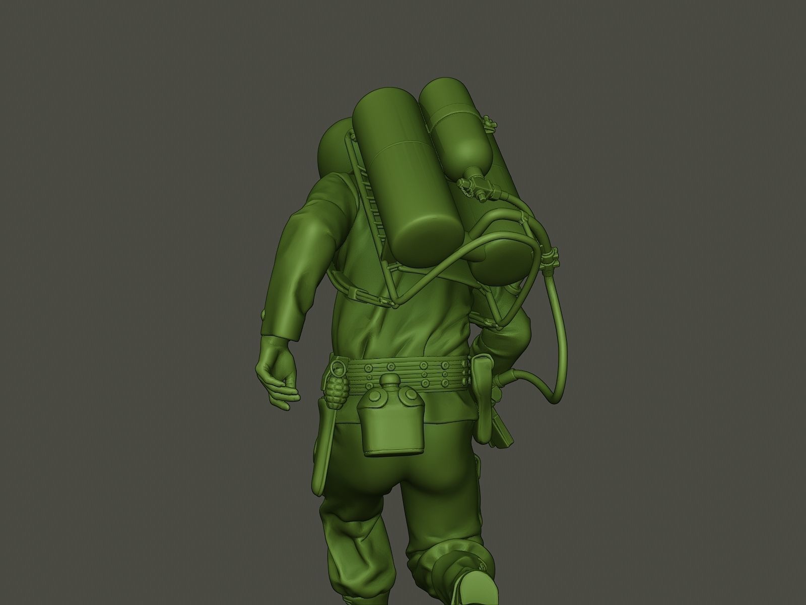 American soldier ww2 run A6 3D print model_20