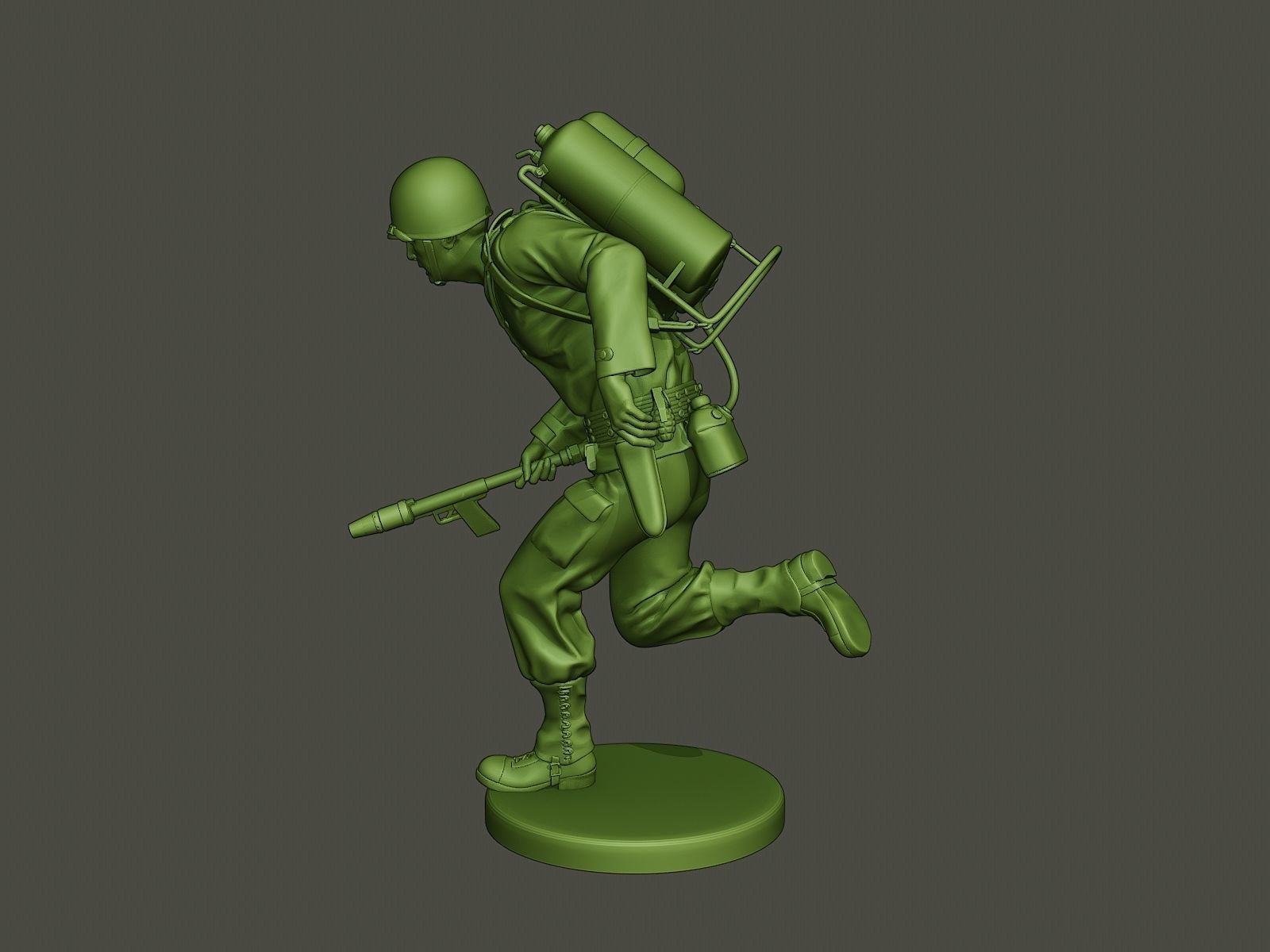 American soldier ww2 run A6 3D print model_3