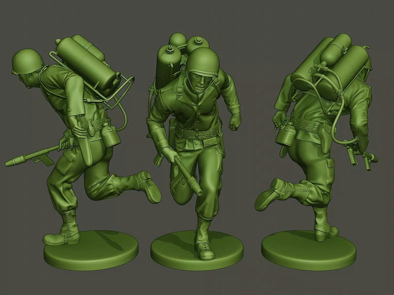 American soldier ww2 run A6 3D print model_0