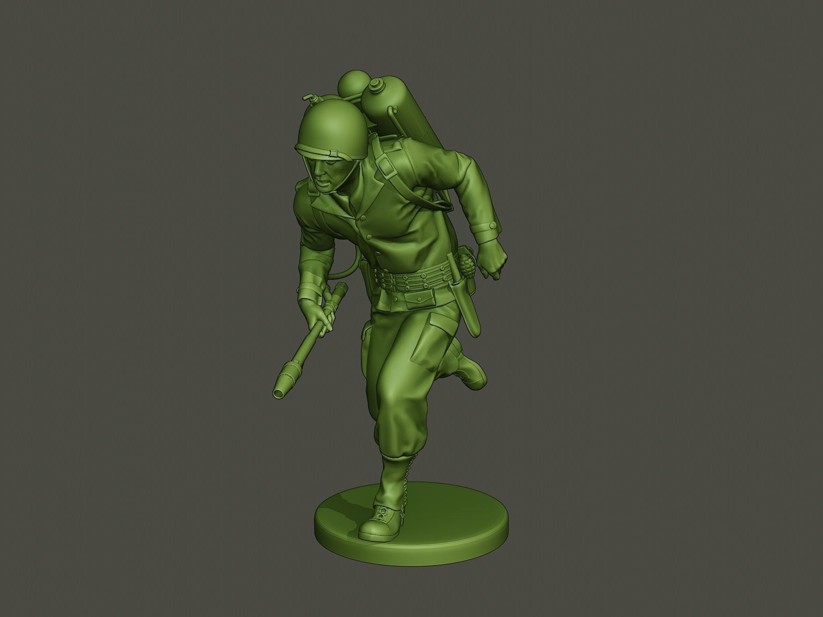 American soldier ww2 run A6 3D print model_1
