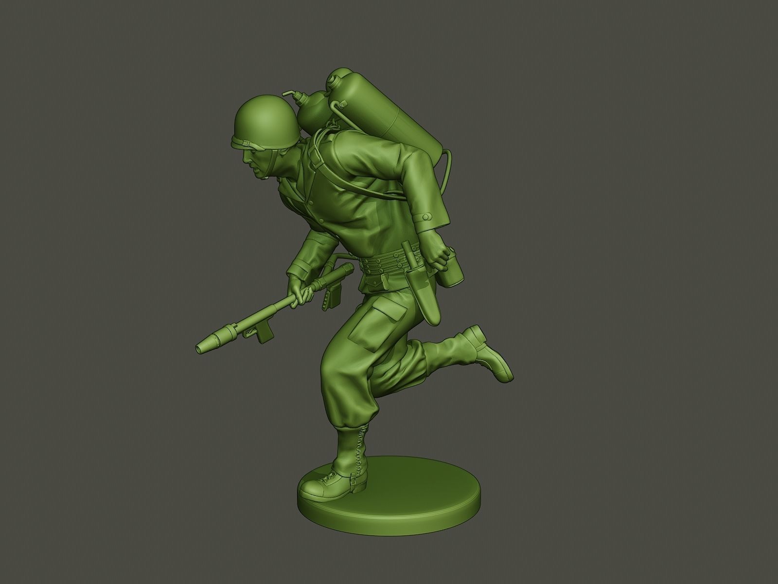 American soldier ww2 run A6 3D print model_2