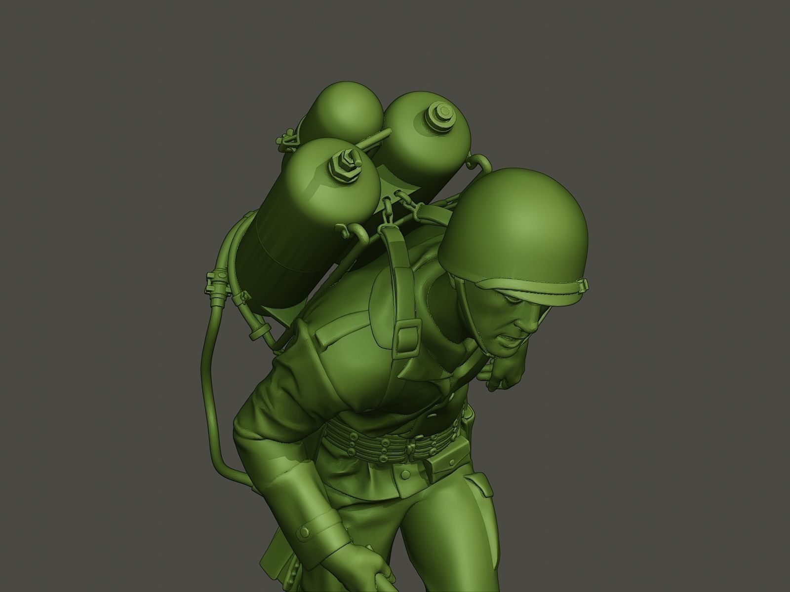 American soldier ww2 run A6 3D print model_18