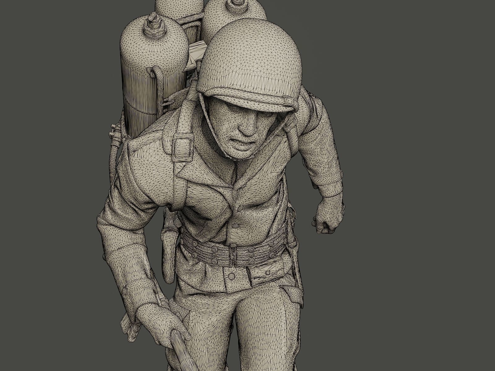 American soldier ww2 run A6 3D print model_11