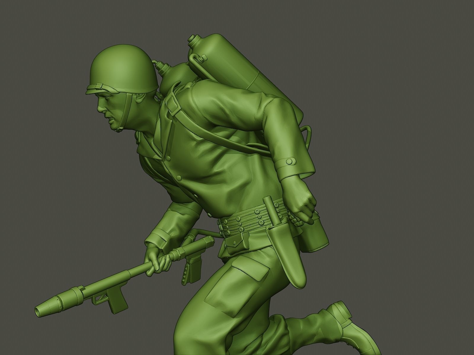 American soldier ww2 run A6 3D print model_16