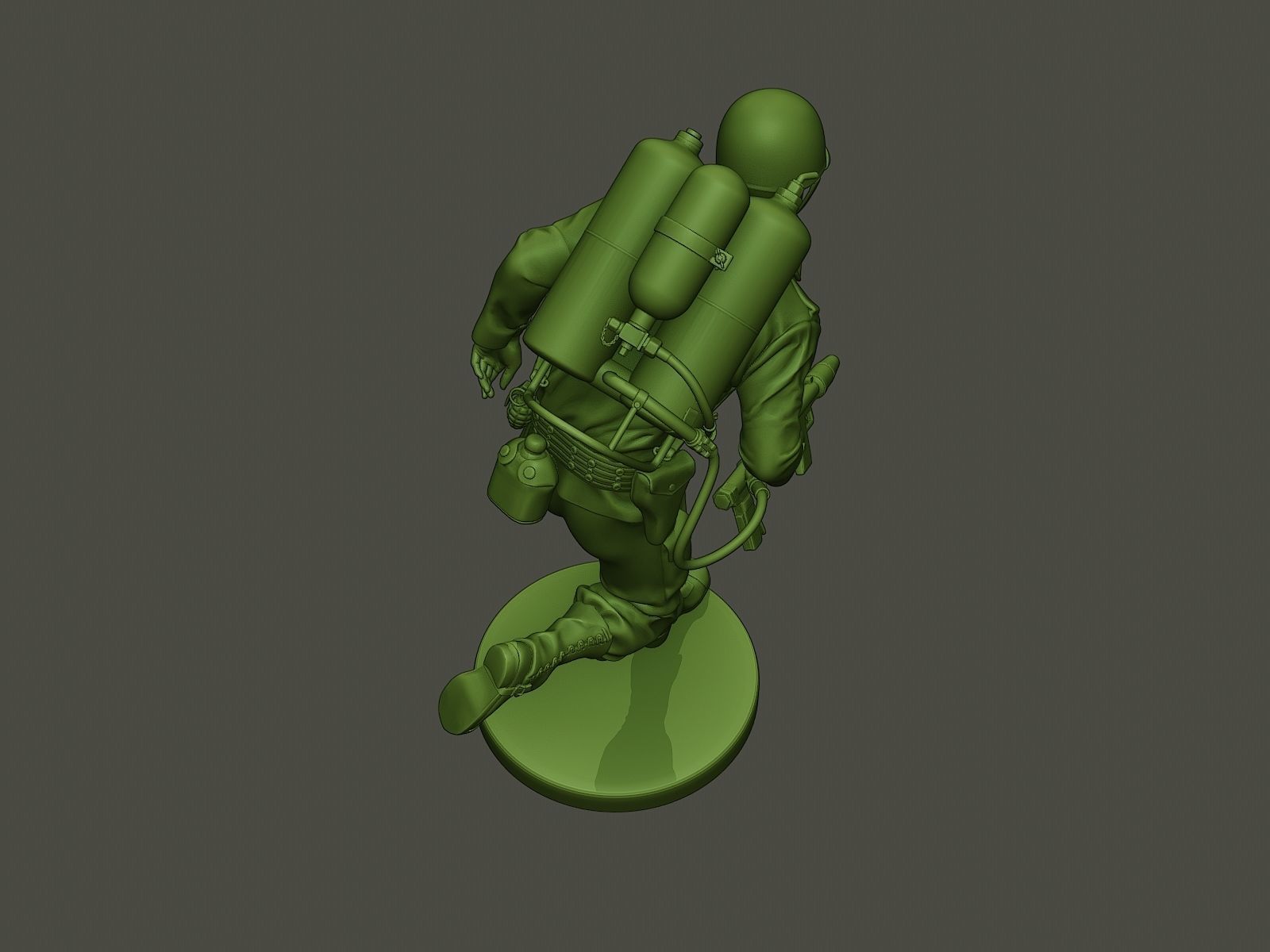 American soldier ww2 run A6 3D print model_21