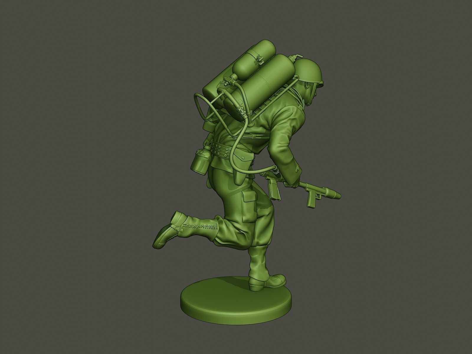 American soldier ww2 run A6 3D print model_7
