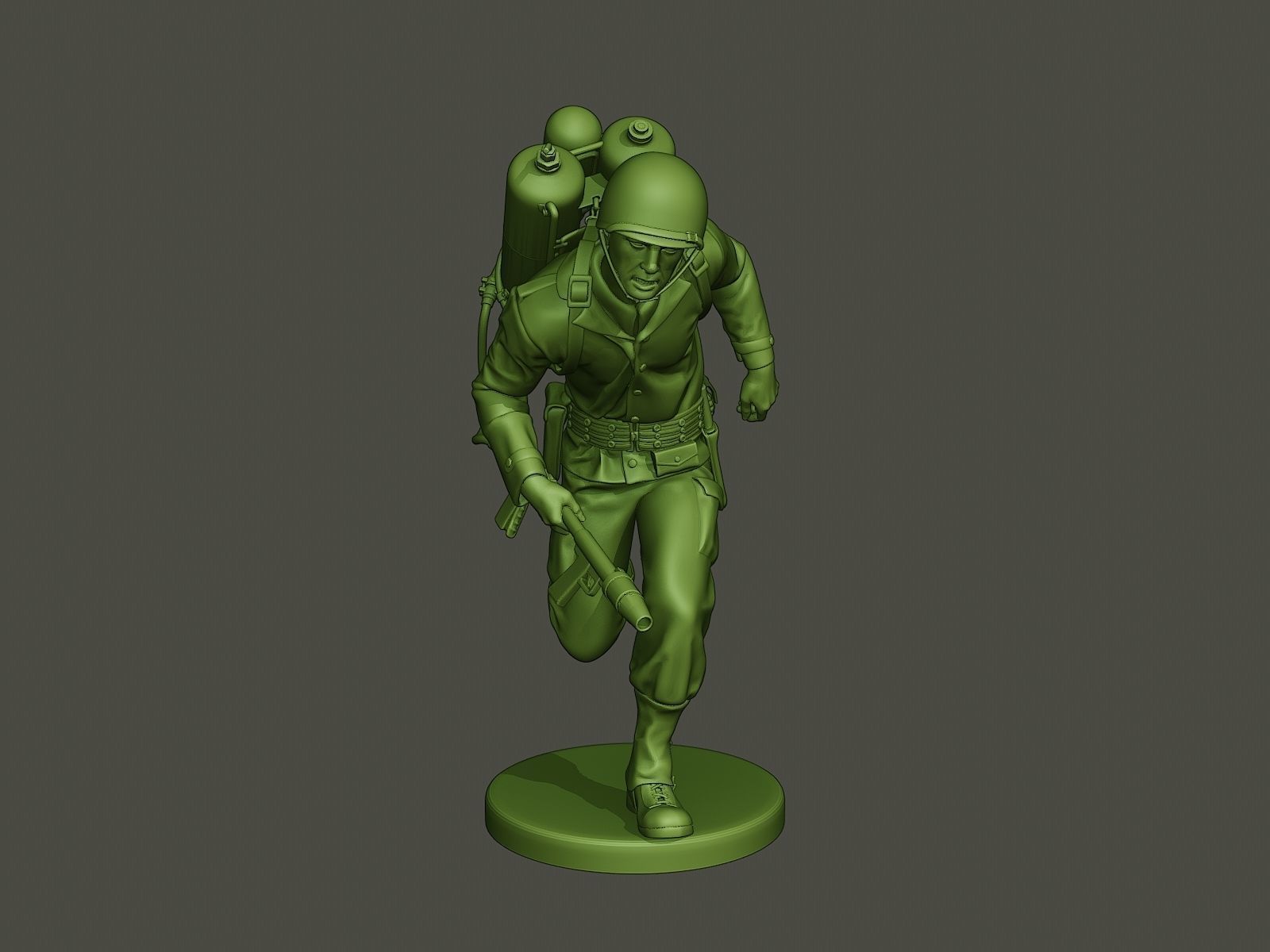 American soldier ww2 run A6 3D print model_10