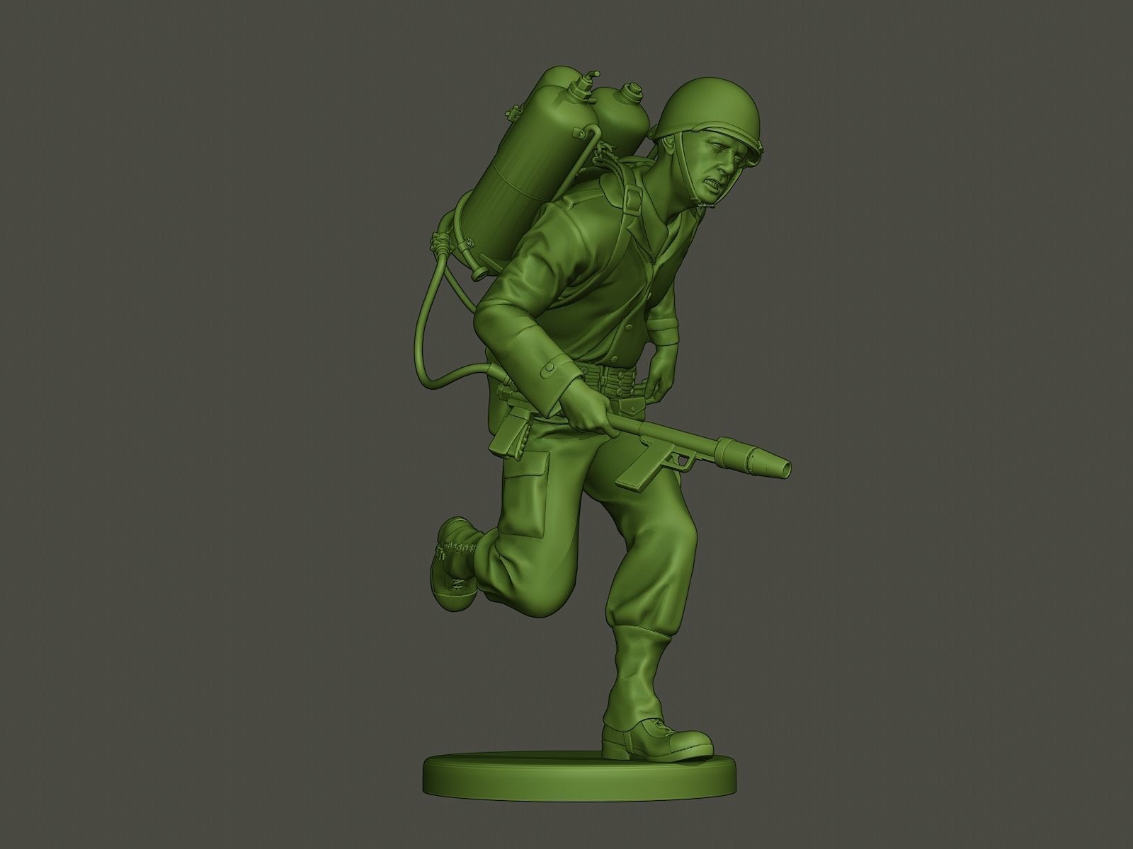 American soldier ww2 run A6 3D print model_12