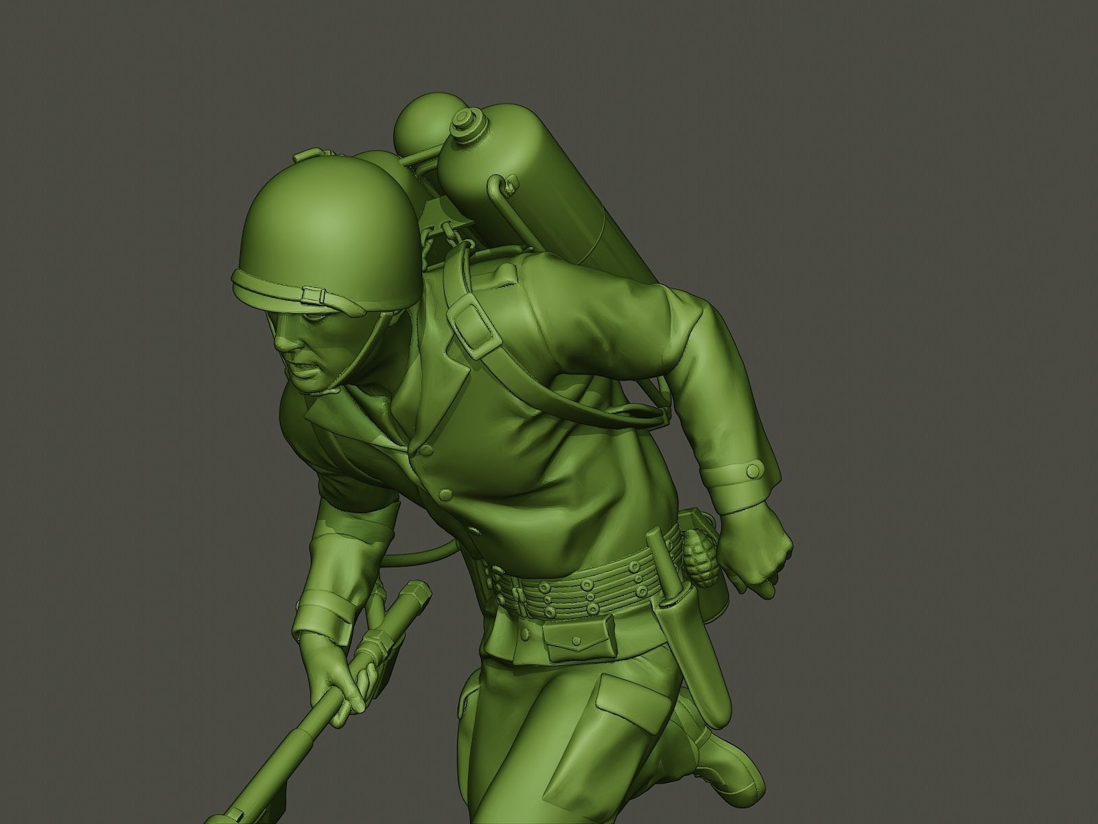 American soldier ww2 run A6 3D print model_17