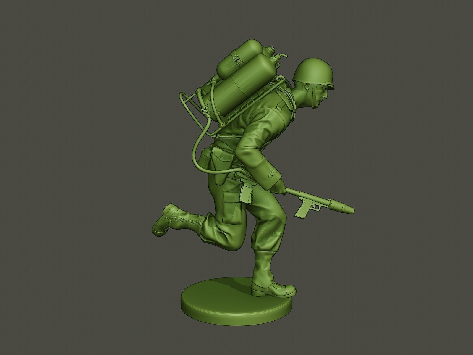 American soldier ww2 run A6 3D print model_8
