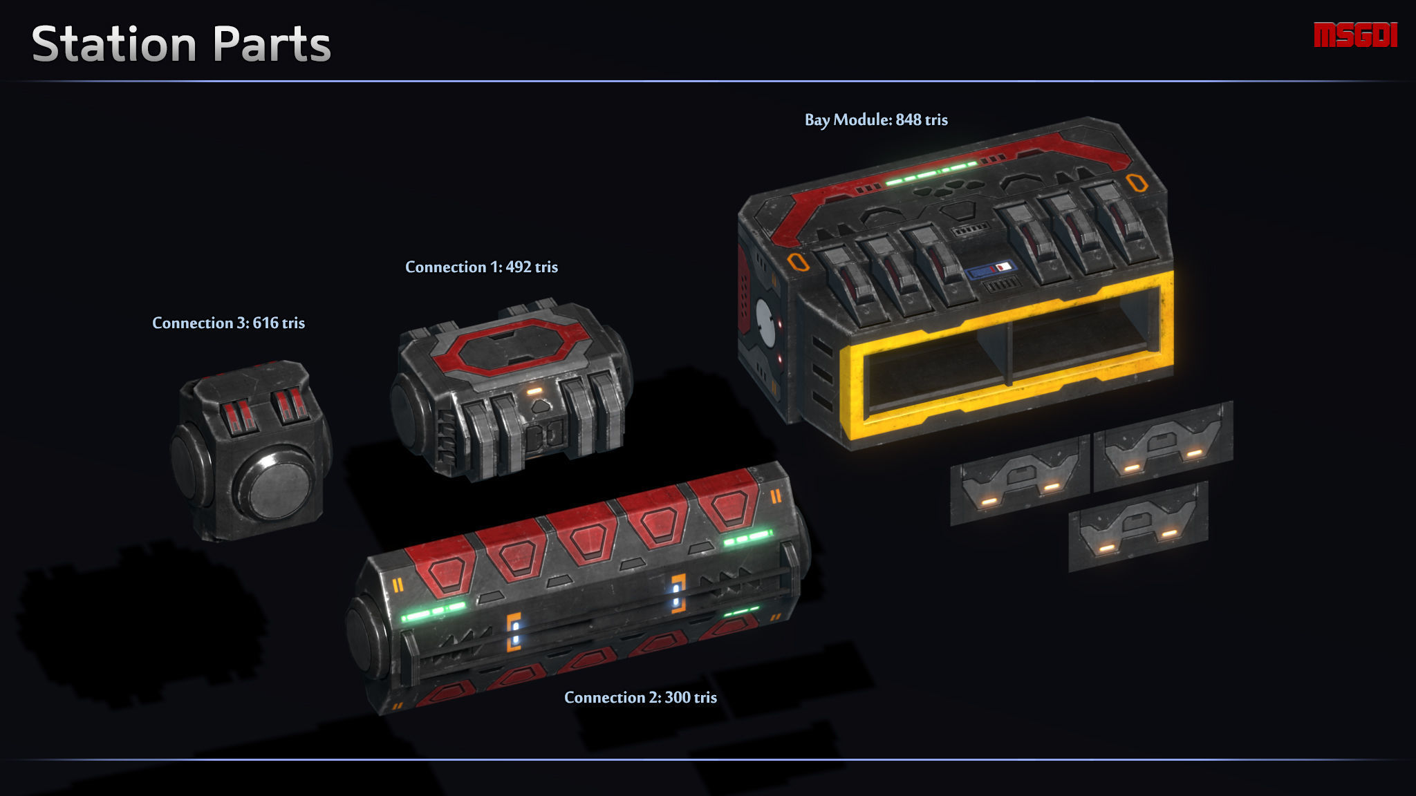 Modular Space Station Mars Low-poly 3D model_3