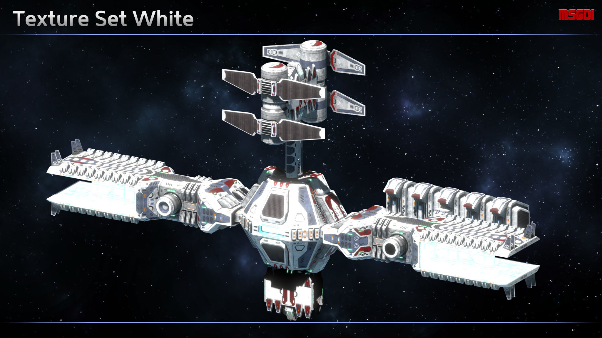 Modular Space Station Mars Low-poly 3D model_14