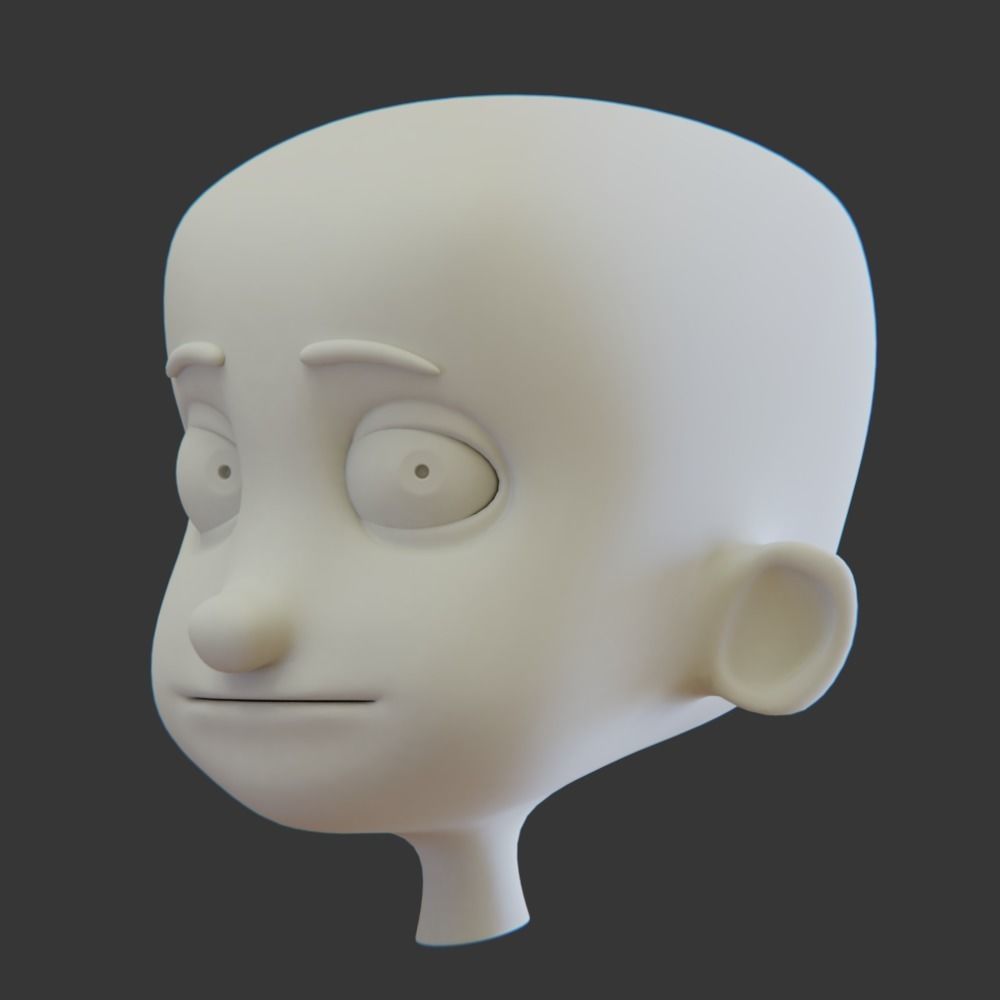 Cartoon Head Sculpting Ready Low-poly 3D model_1