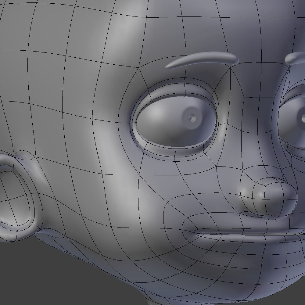 Cartoon Head Sculpting Ready Low-poly 3D model_3