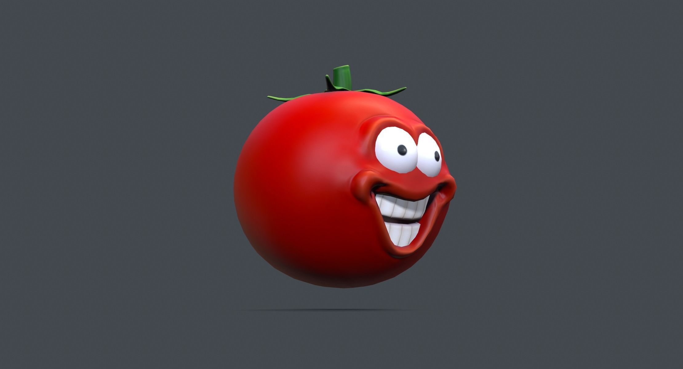 Cartoon Smiley Tomato Low-poly 3D model_3