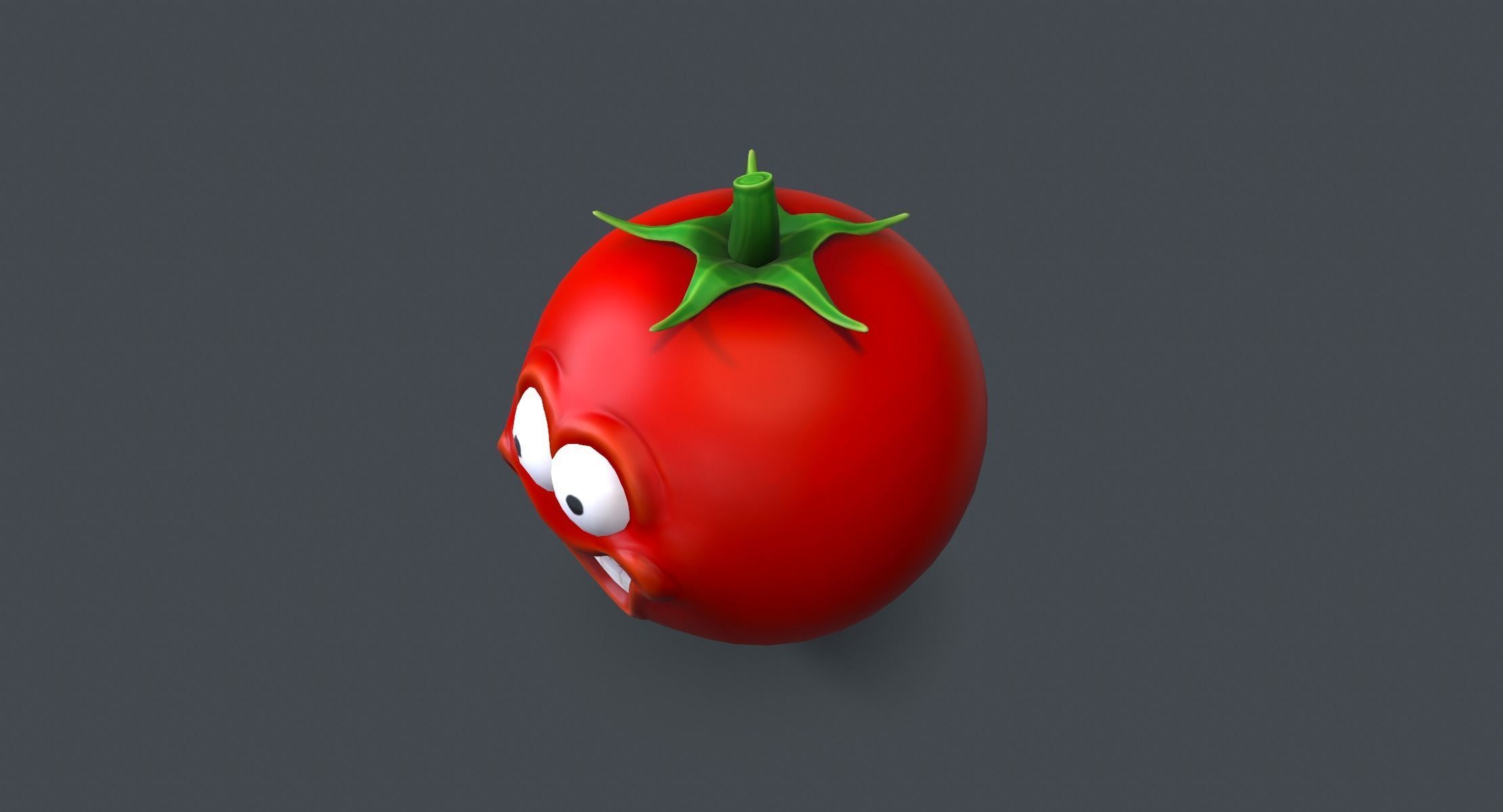 Cartoon Smiley Tomato Low-poly 3D model_4