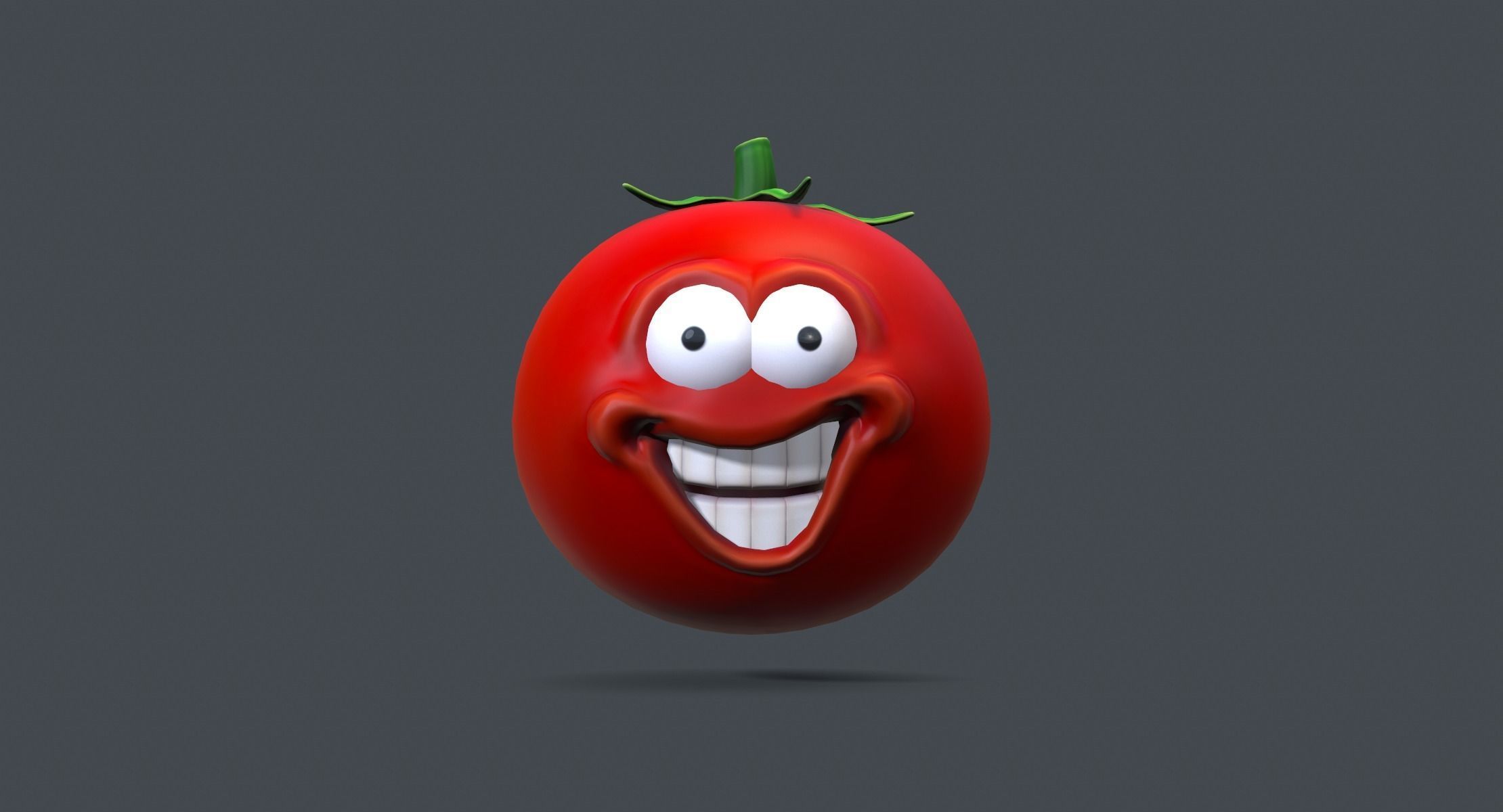 Cartoon Smiley Tomato Low-poly 3D model_5