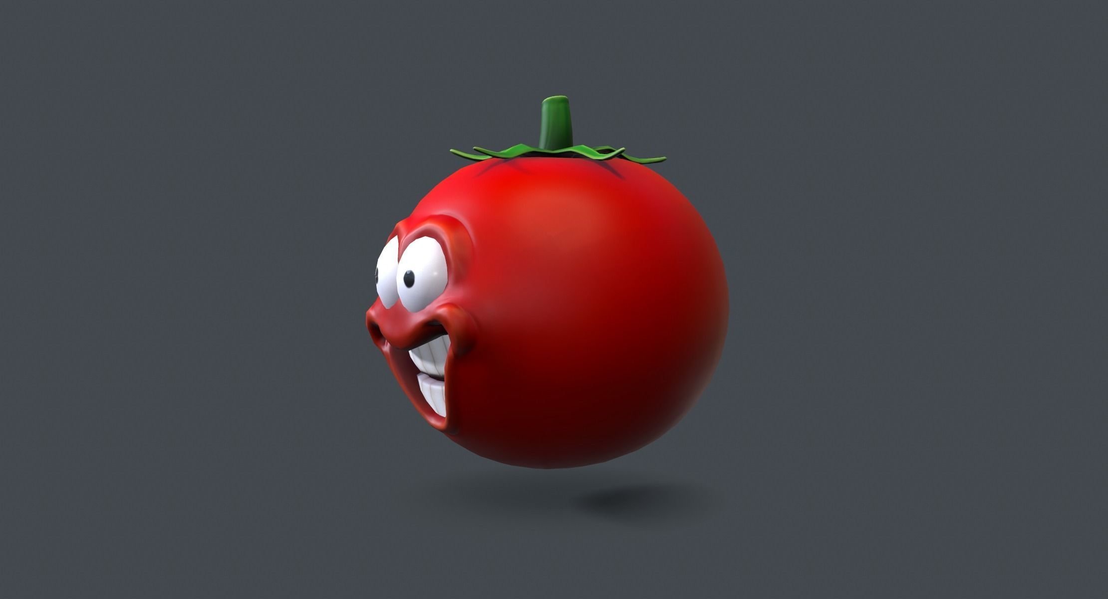 Cartoon Smiley Tomato Low-poly 3D model_2