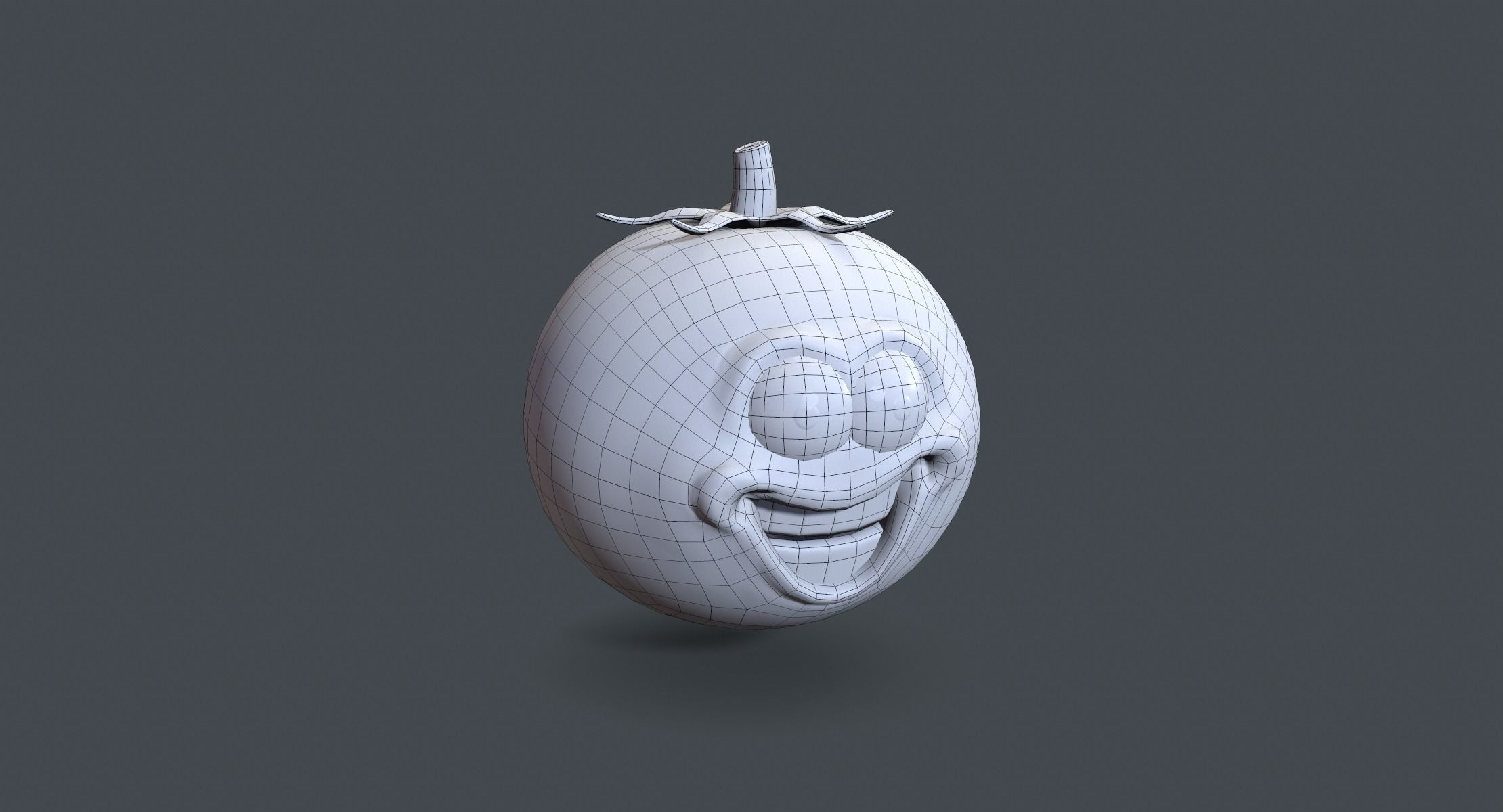 Cartoon Smiley Tomato Low-poly 3D model_6