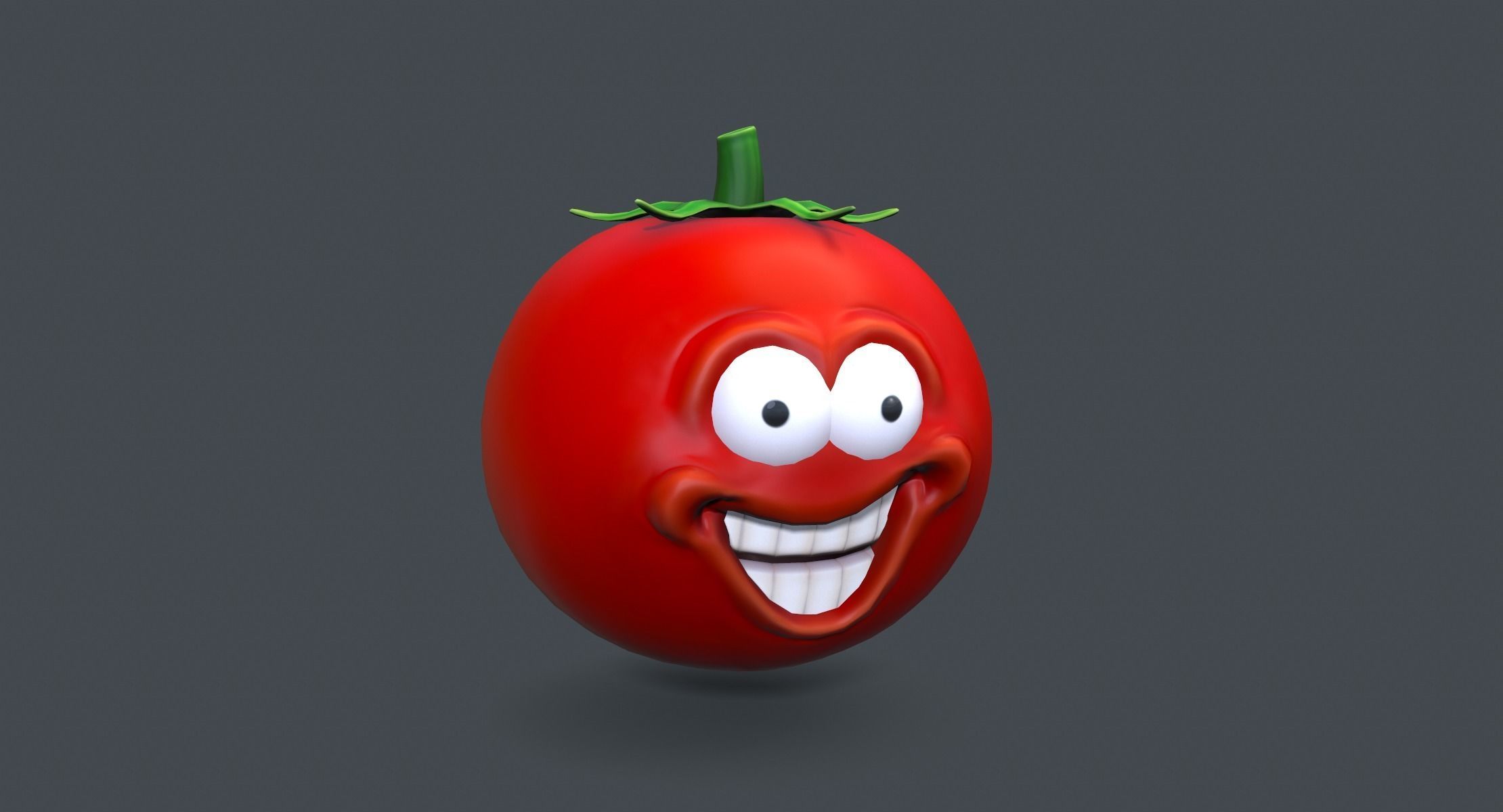 Cartoon Smiley Tomato Low-poly 3D model_1