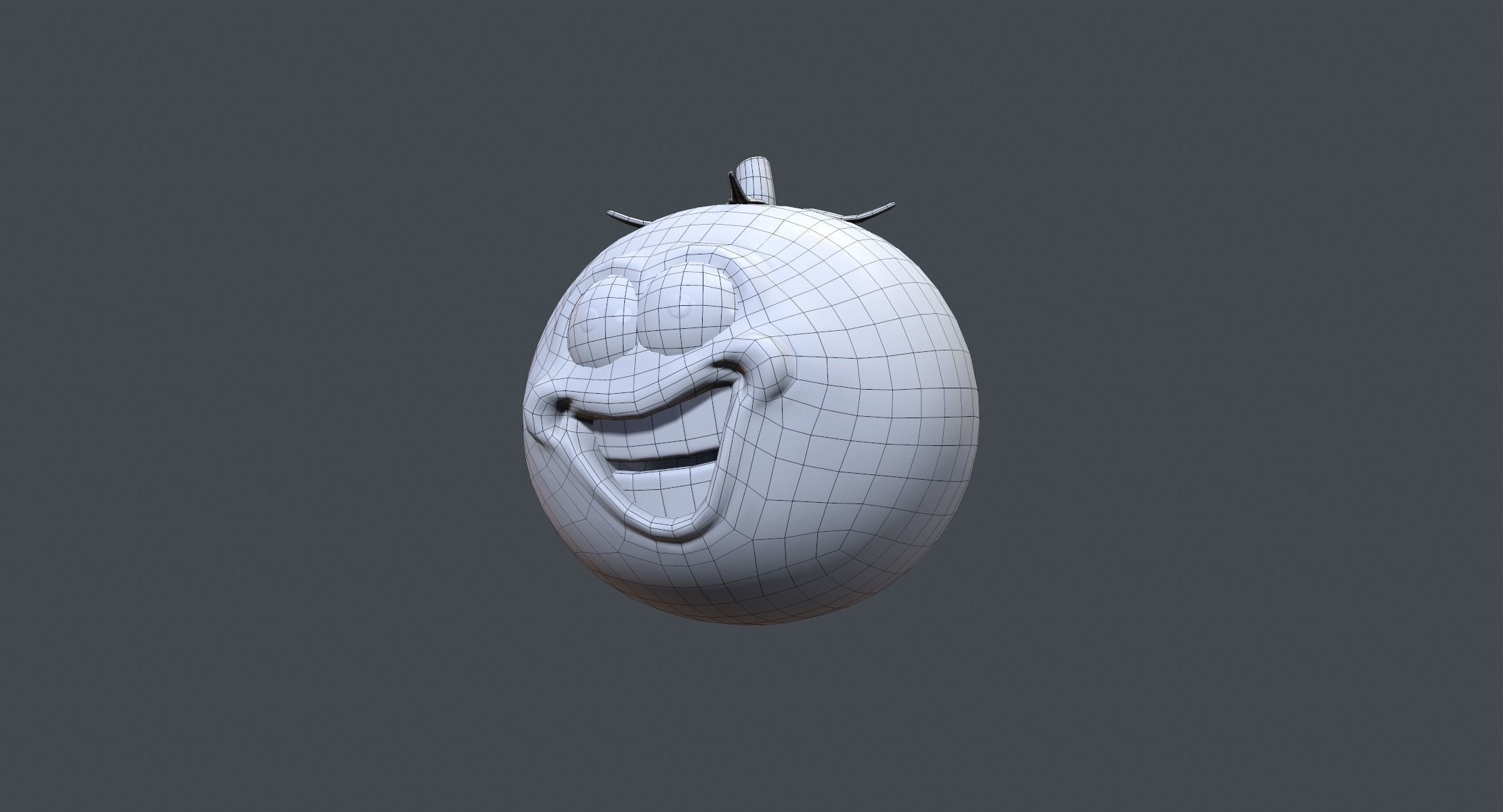 Cartoon Smiley Tomato Low-poly 3D model_8