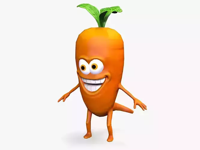 Cartoon Mad Carrot Low-poly 3D model