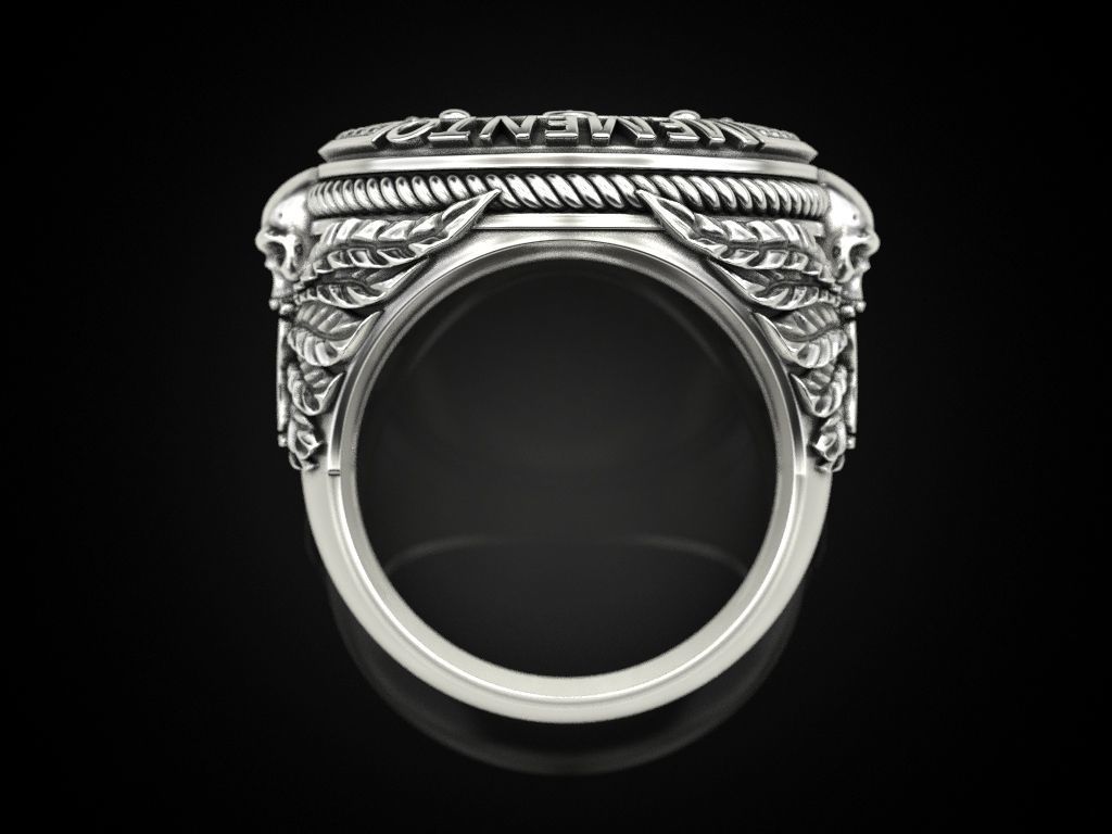 Zodiac skull ring Libra 3D print model_6