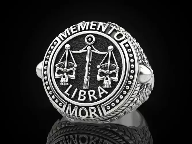 Zodiac skull ring Libra 3D print model