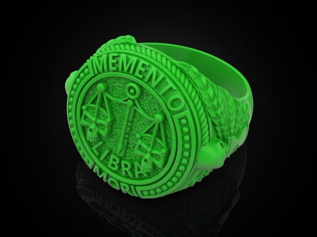 Zodiac skull ring Libra 3D print model_7