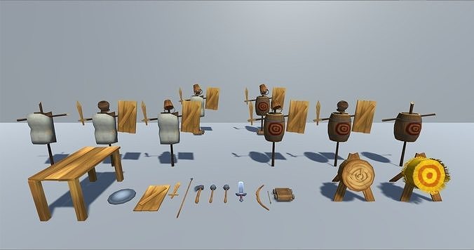 Low Poly Training camp gameready assets Low-poly 3D model