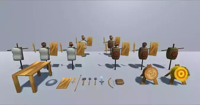 Low Poly Training camp gameready assets Low-poly 3D model