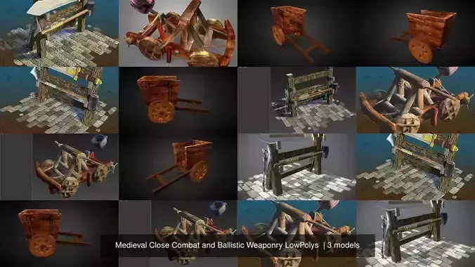 Medieval Close Combat and Ballistic Weaponry LowPolys  3D Model Collection