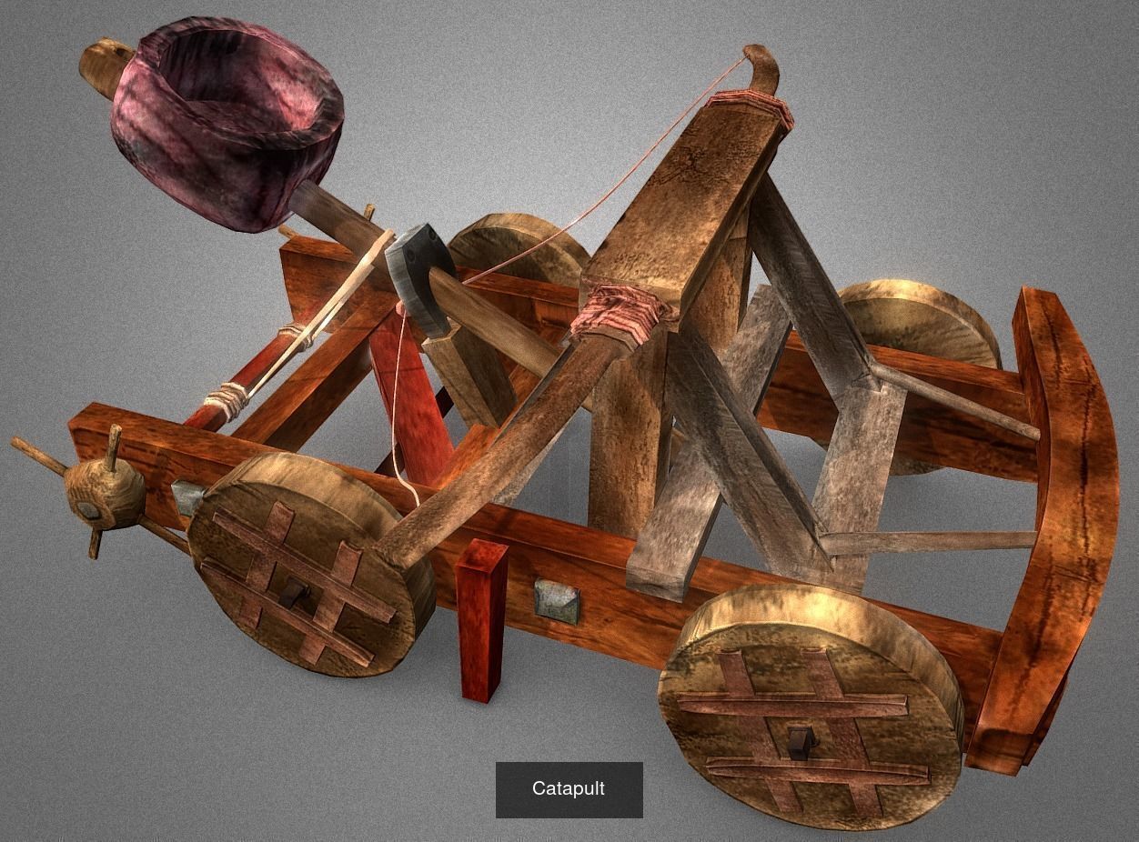 Medieval Close Combat and Ballistic Weaponry LowPolys  3D Model Collection_3