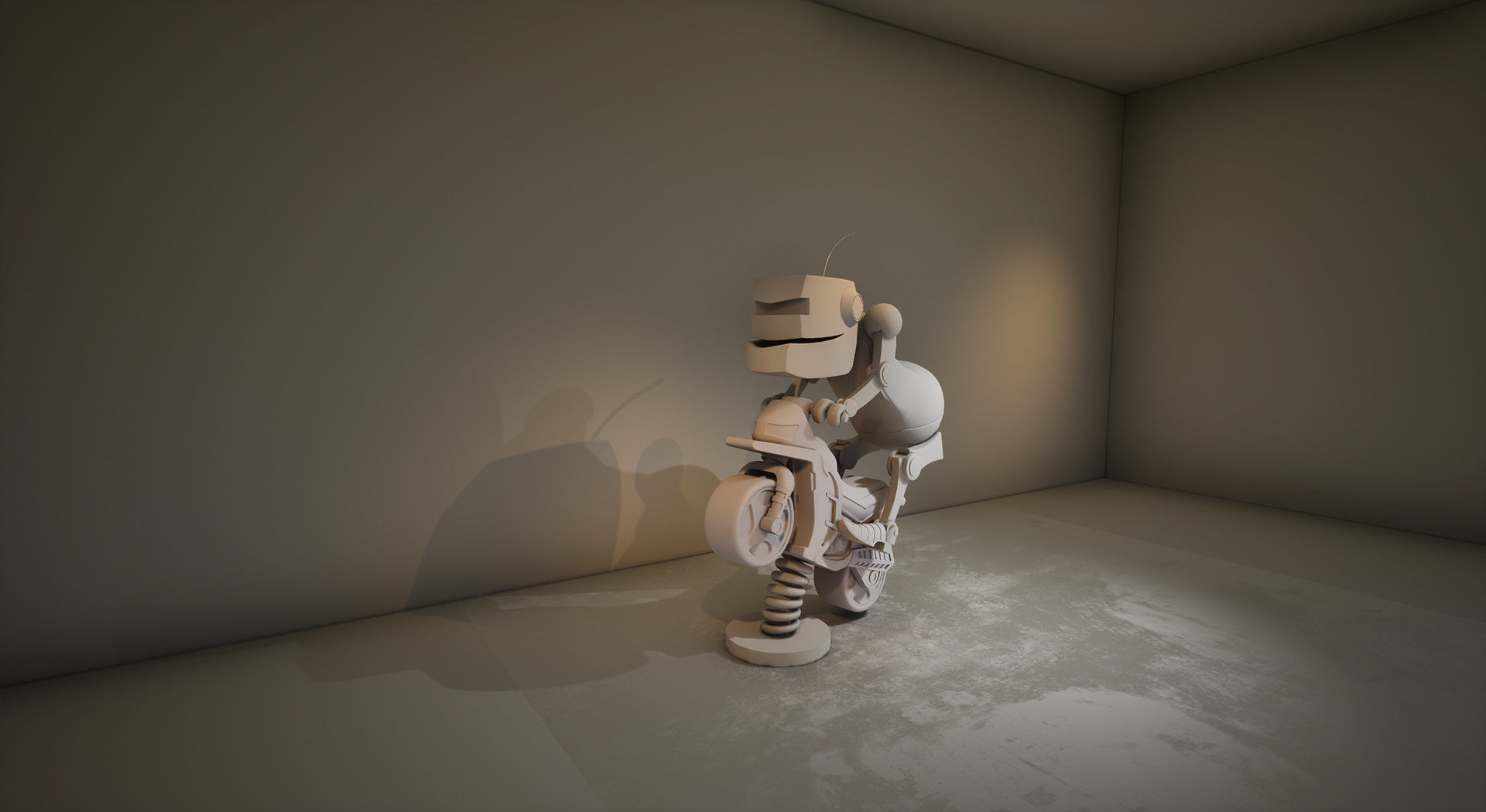 Small robot on the toy bike 3D model_7