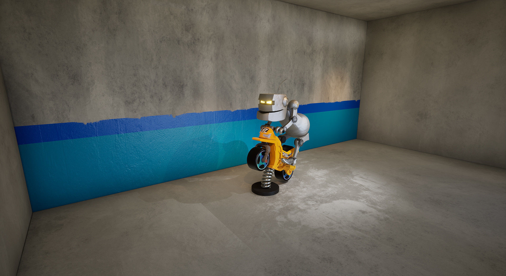 Small robot on the toy bike 3D model_5