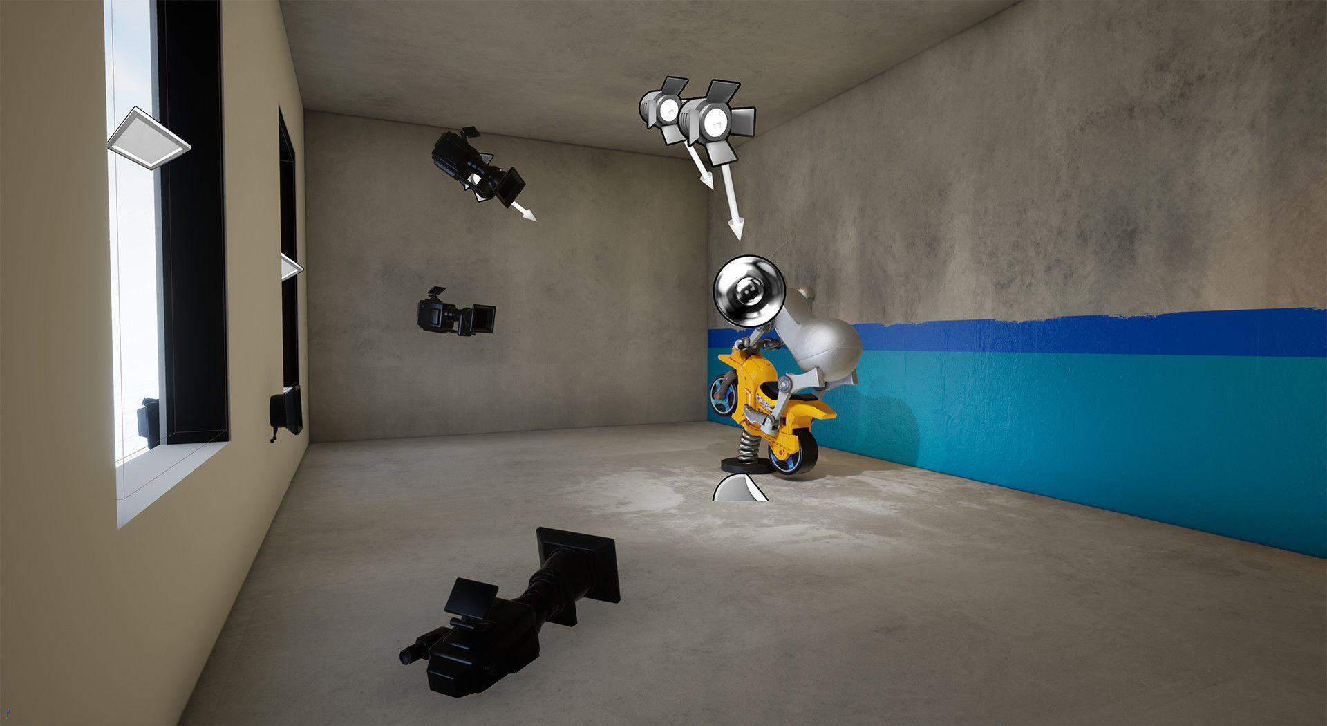 Small robot on the toy bike 3D model_6