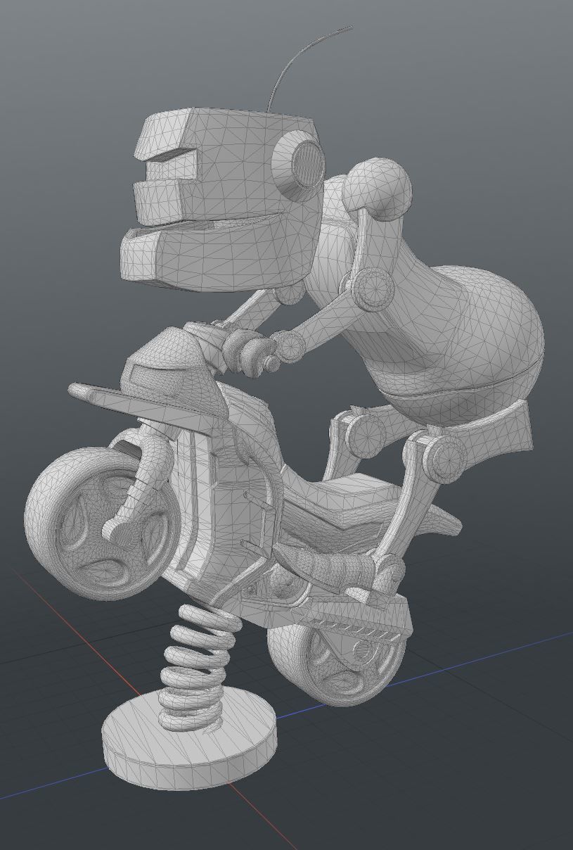Small robot on the toy bike 3D model_8