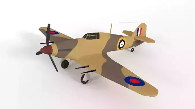 Low Poly Hawker Hurricane MK IIC WW2 Airplane