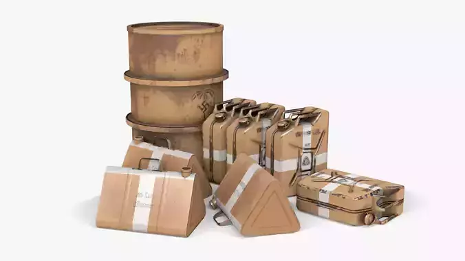 WW2 Water Storage Assets 01 Low-poly 3D model