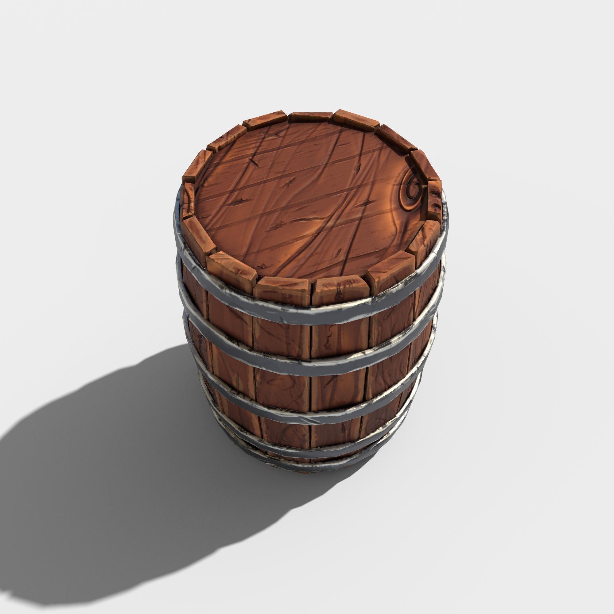 Stylized Barrel Low-poly 3D model_3