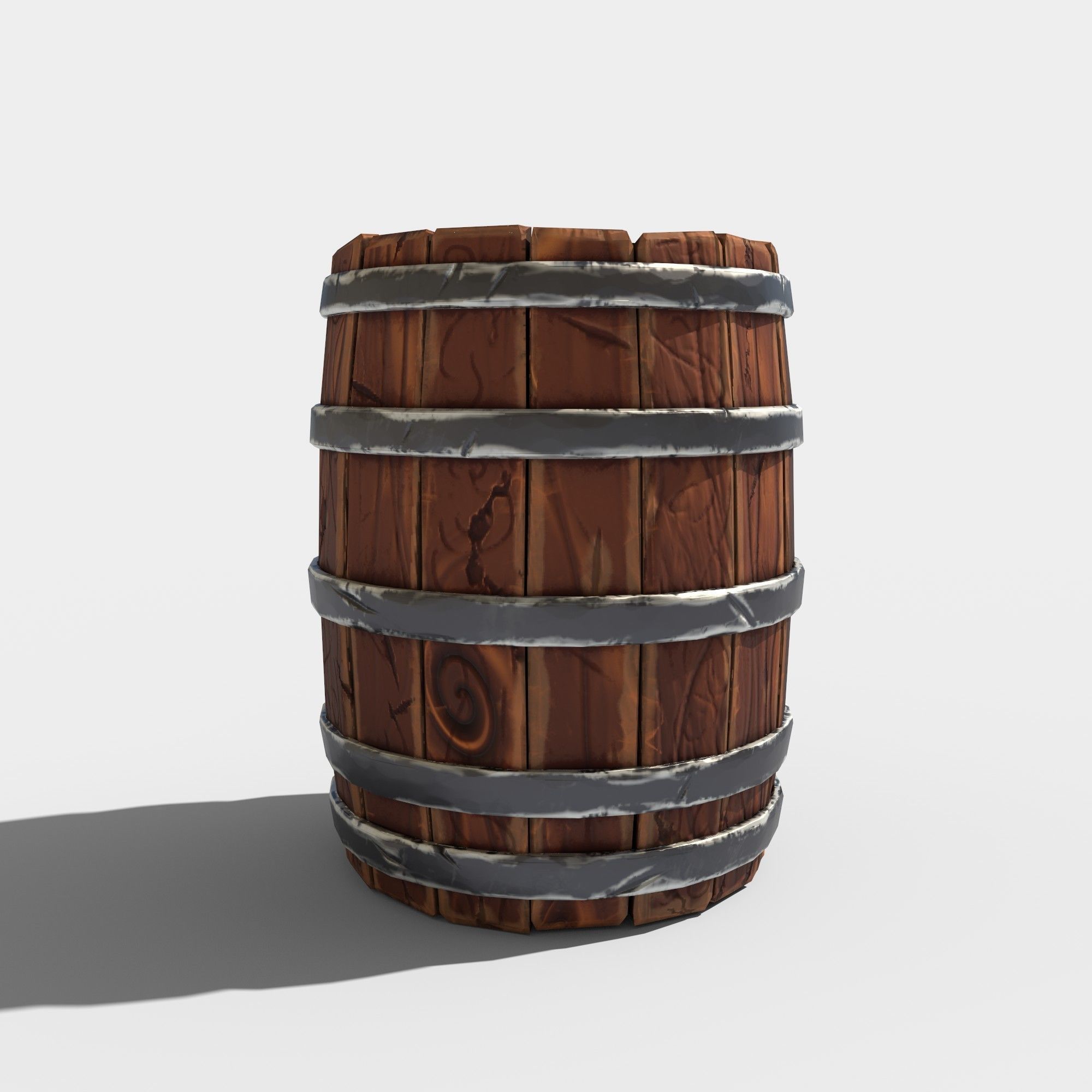 Stylized Barrel Low-poly 3D model_2