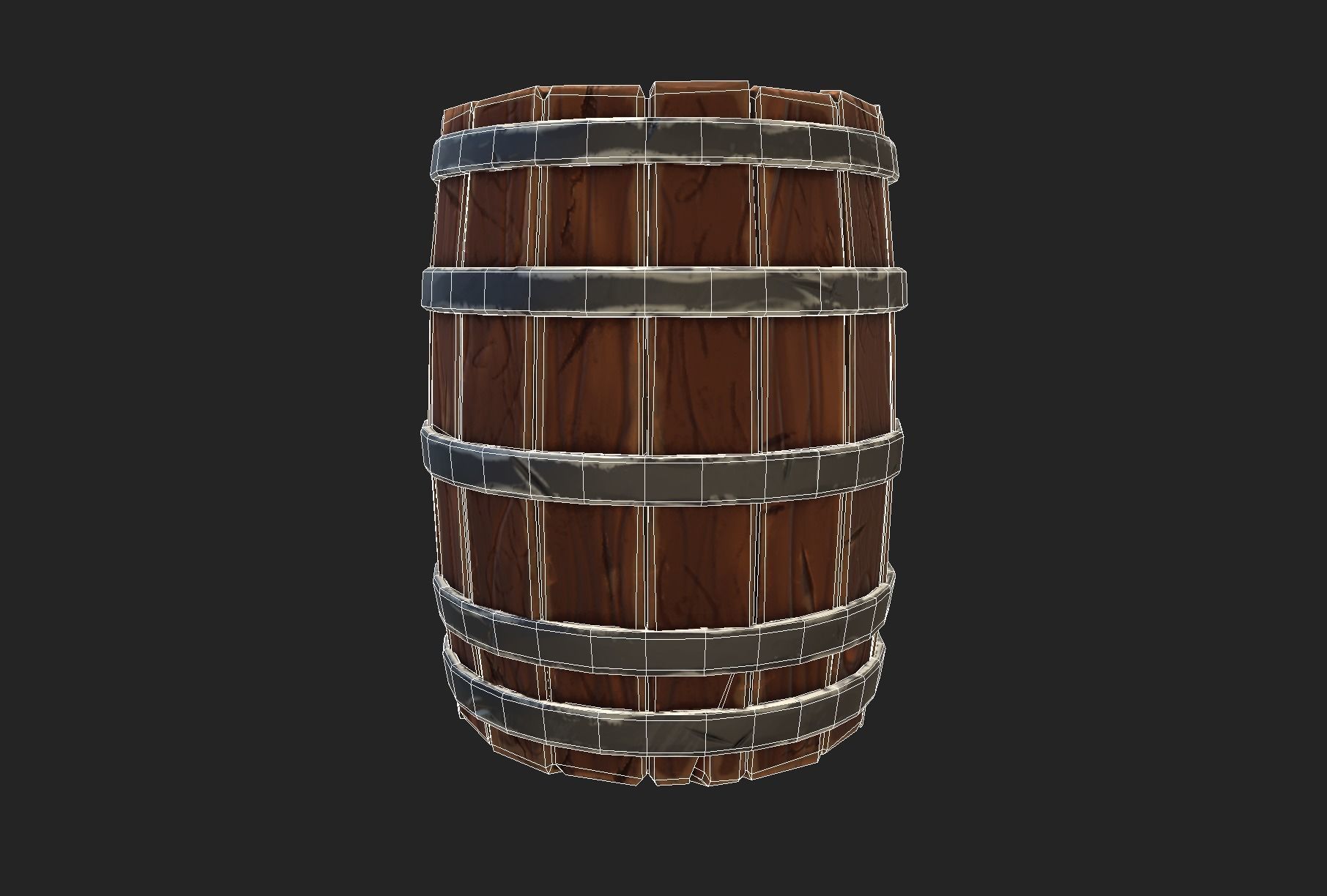 Stylized Barrel Low-poly 3D model_10