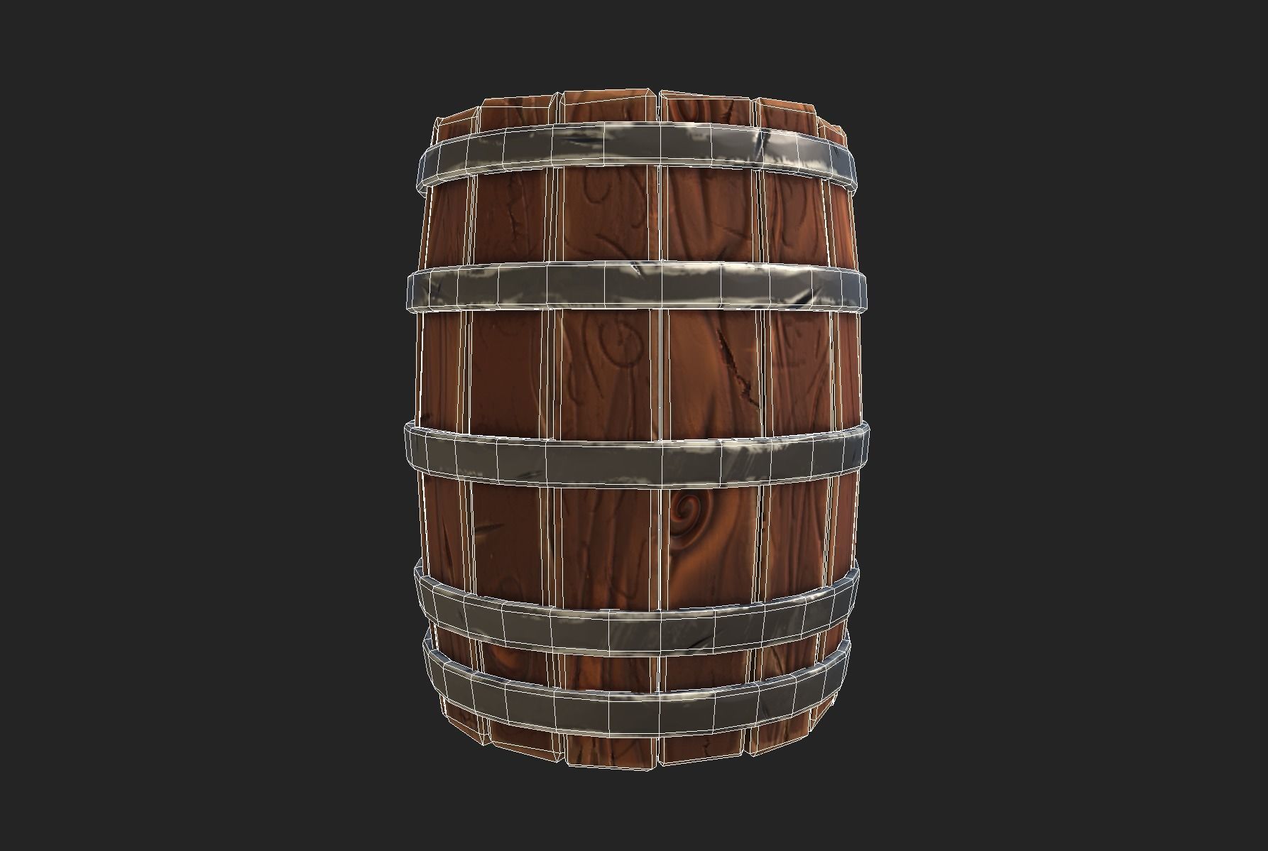 Stylized Barrel Low-poly 3D model_12