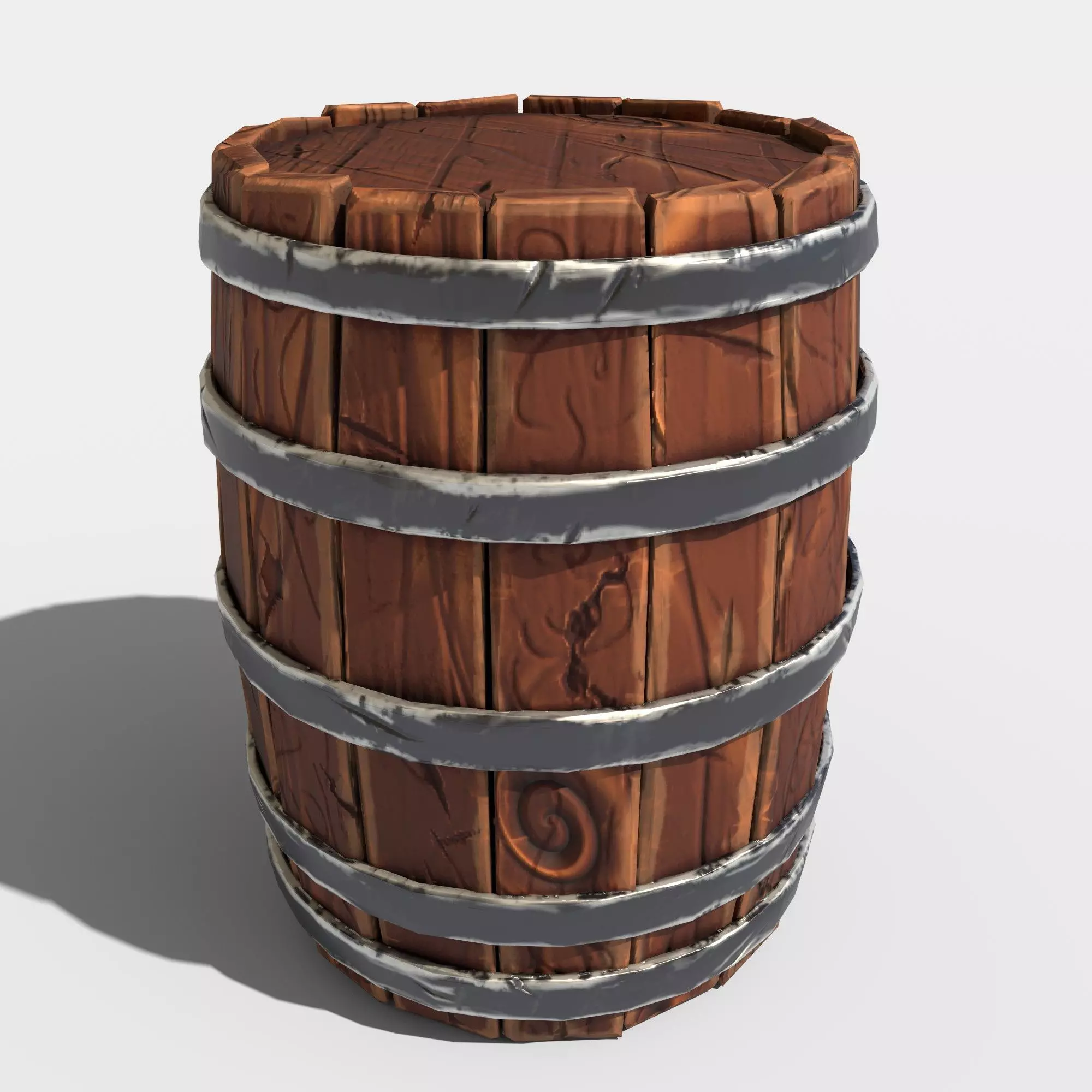 Stylized Barrel Low-poly 3D model_0