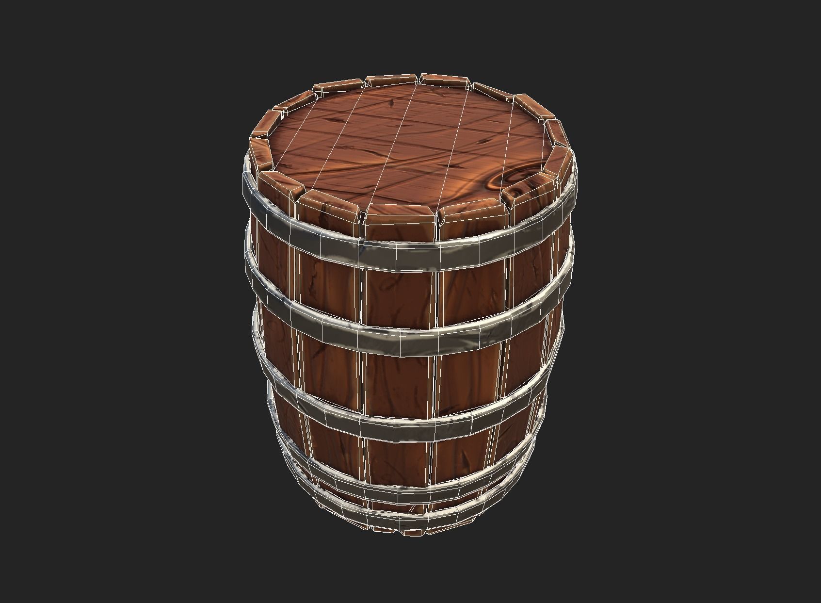 Stylized Barrel Low-poly 3D model_11