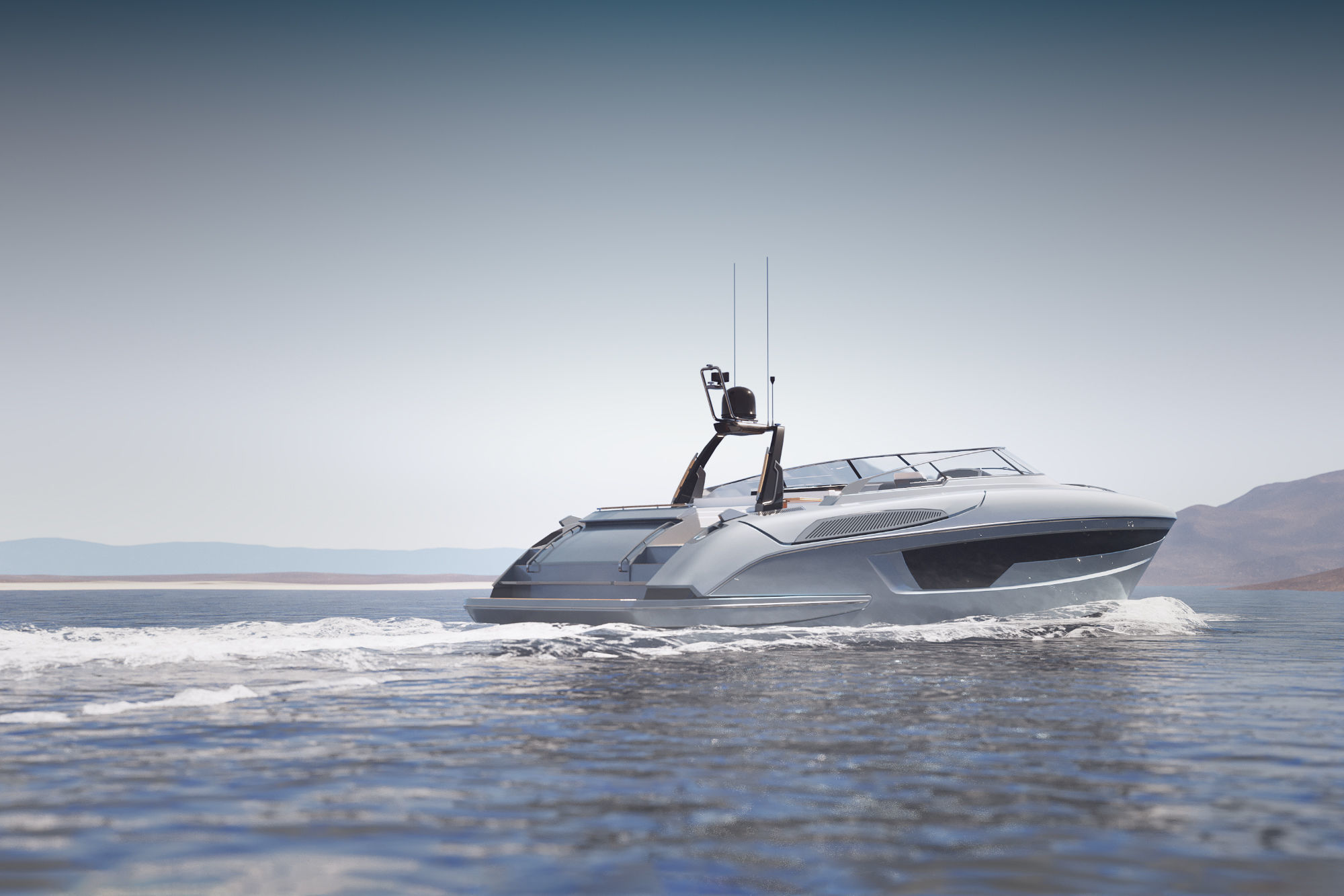 Modern recreational motor boat 3D model_2