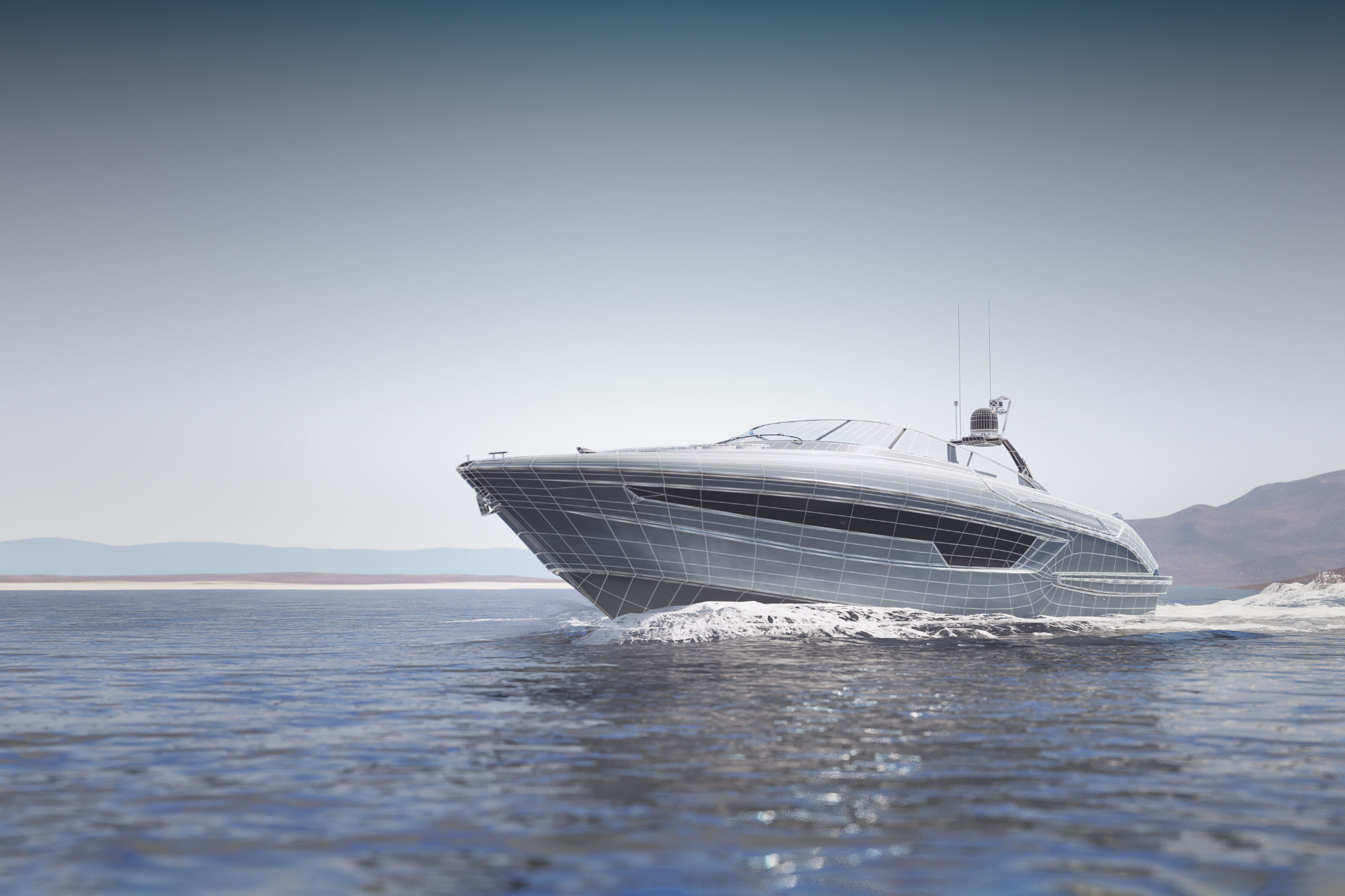Modern recreational motor boat 3D model_1