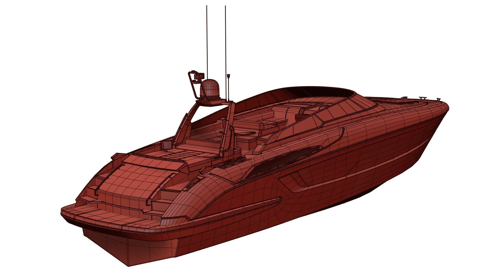 Modern recreational motor boat 3D model_5