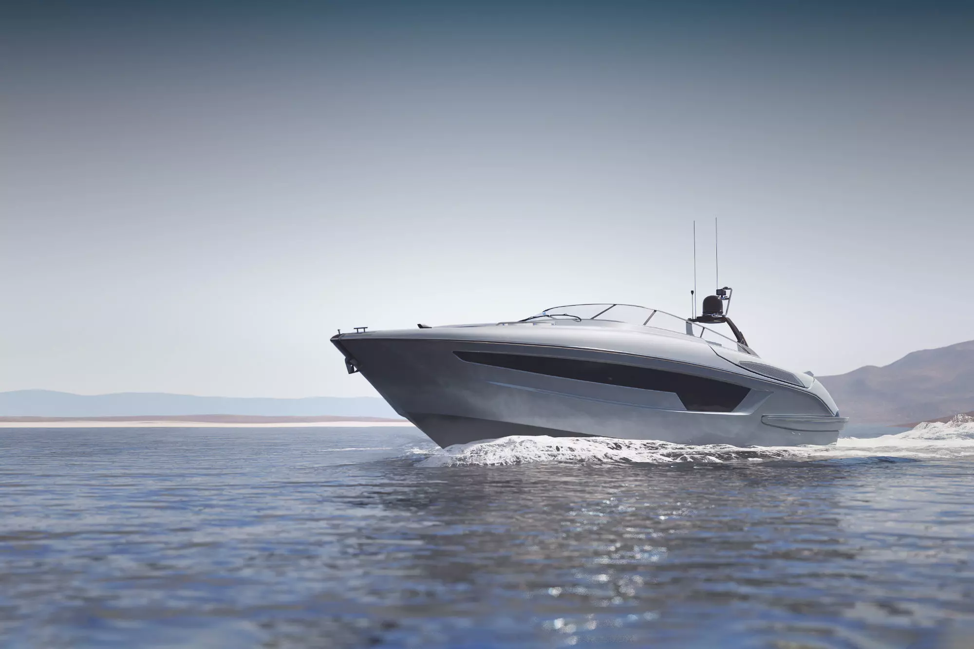 Modern recreational motor boat 3D model_0