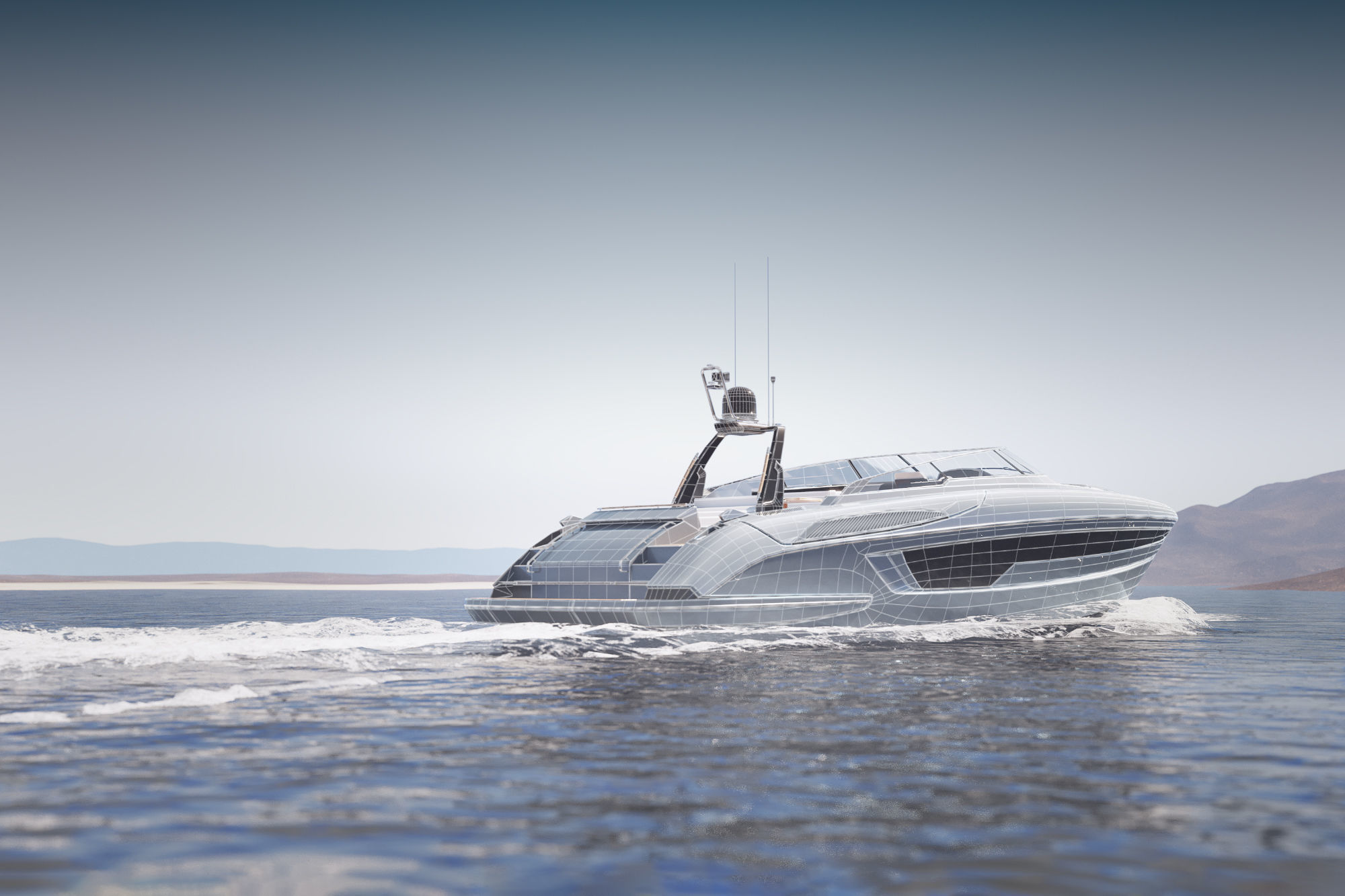 Modern recreational motor boat 3D model_3